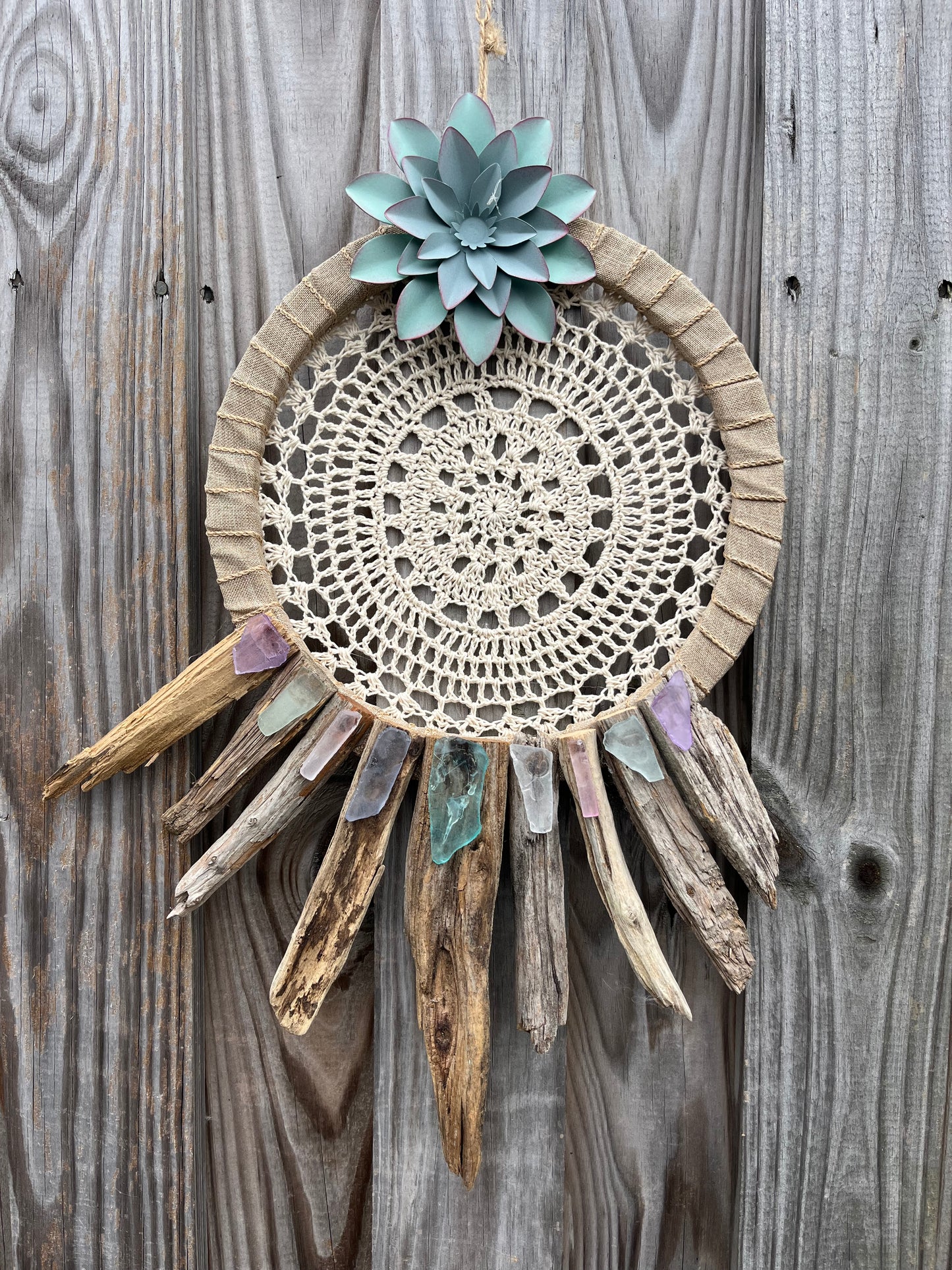 12" Lotus Love Driftwood Dreamcatcher