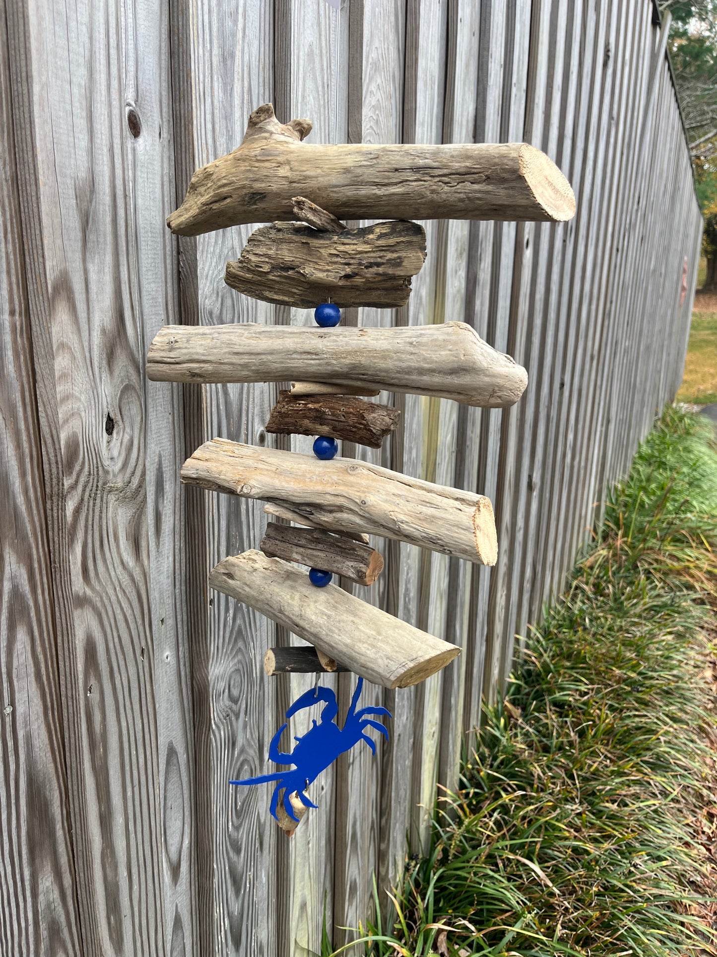 Single Royal Blue Crab Driftwood Mobile