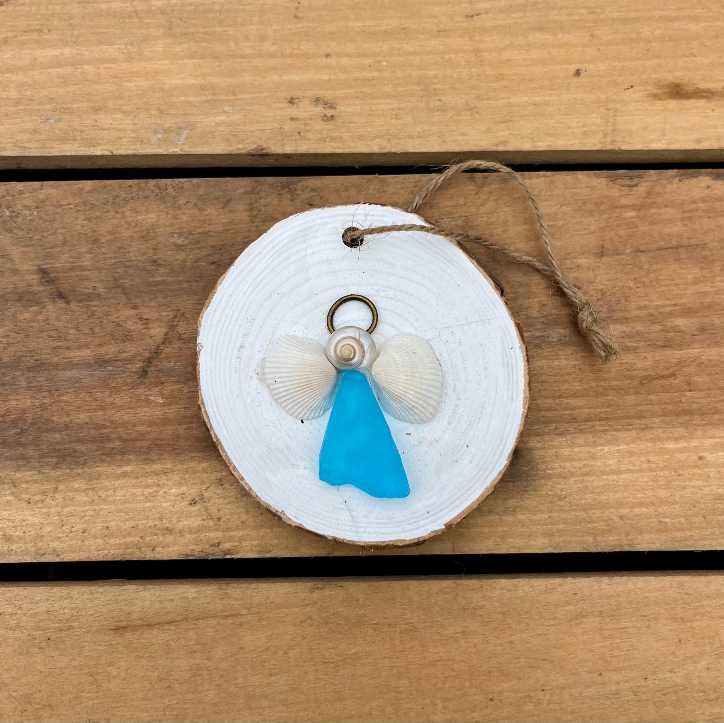 Angel Sea Glass and Shell Ornament