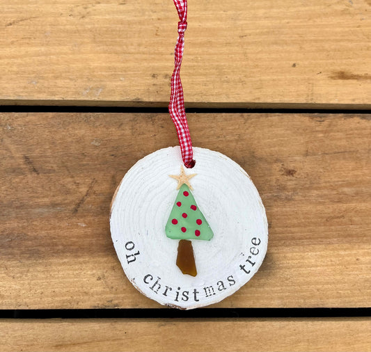 Oh Christmas Tree Sea Glass Ornament