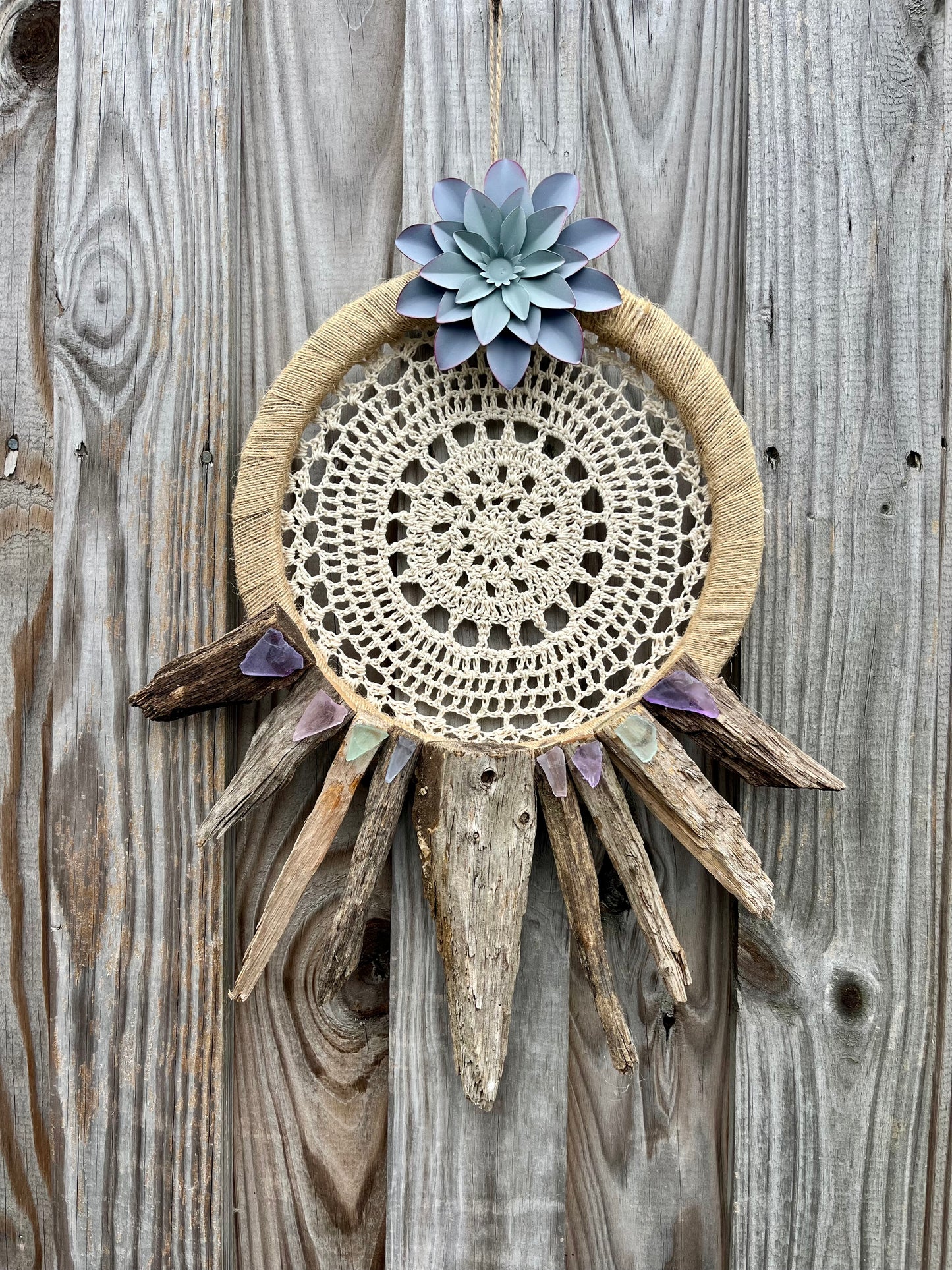 12" Lotus Love Driftwood Dreamcatcher