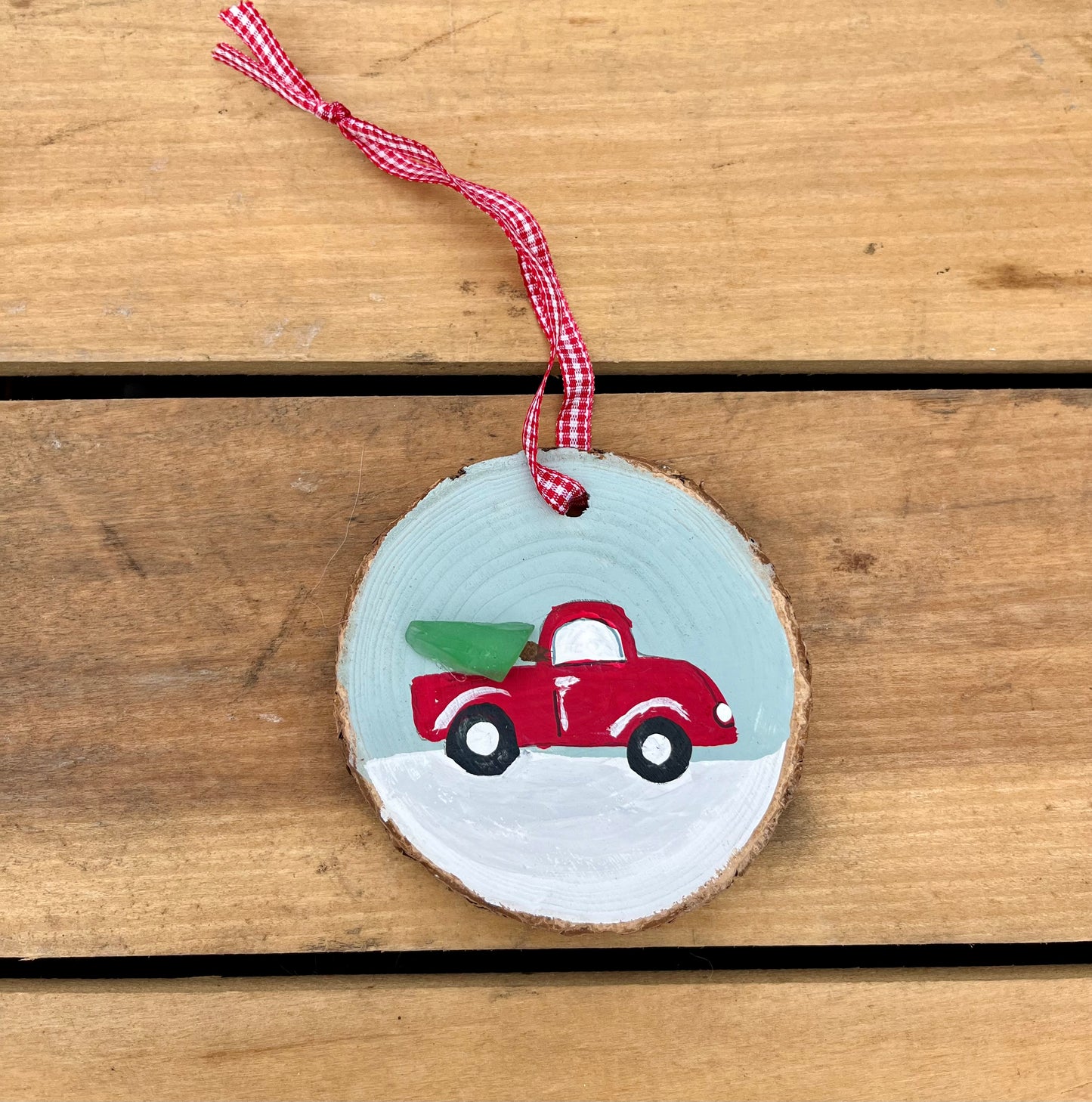 Red Truck Sea Glass Ornament