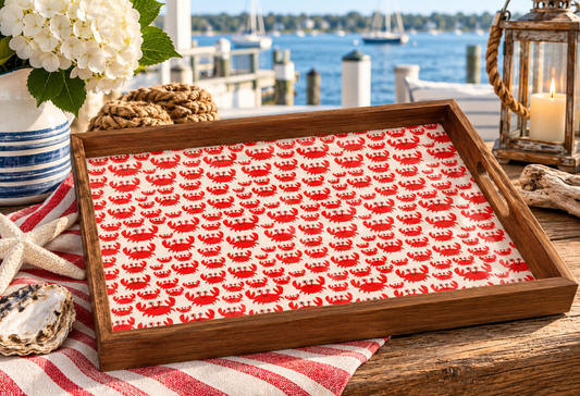 Handcrafted Red Crab Acacia Wood Tray