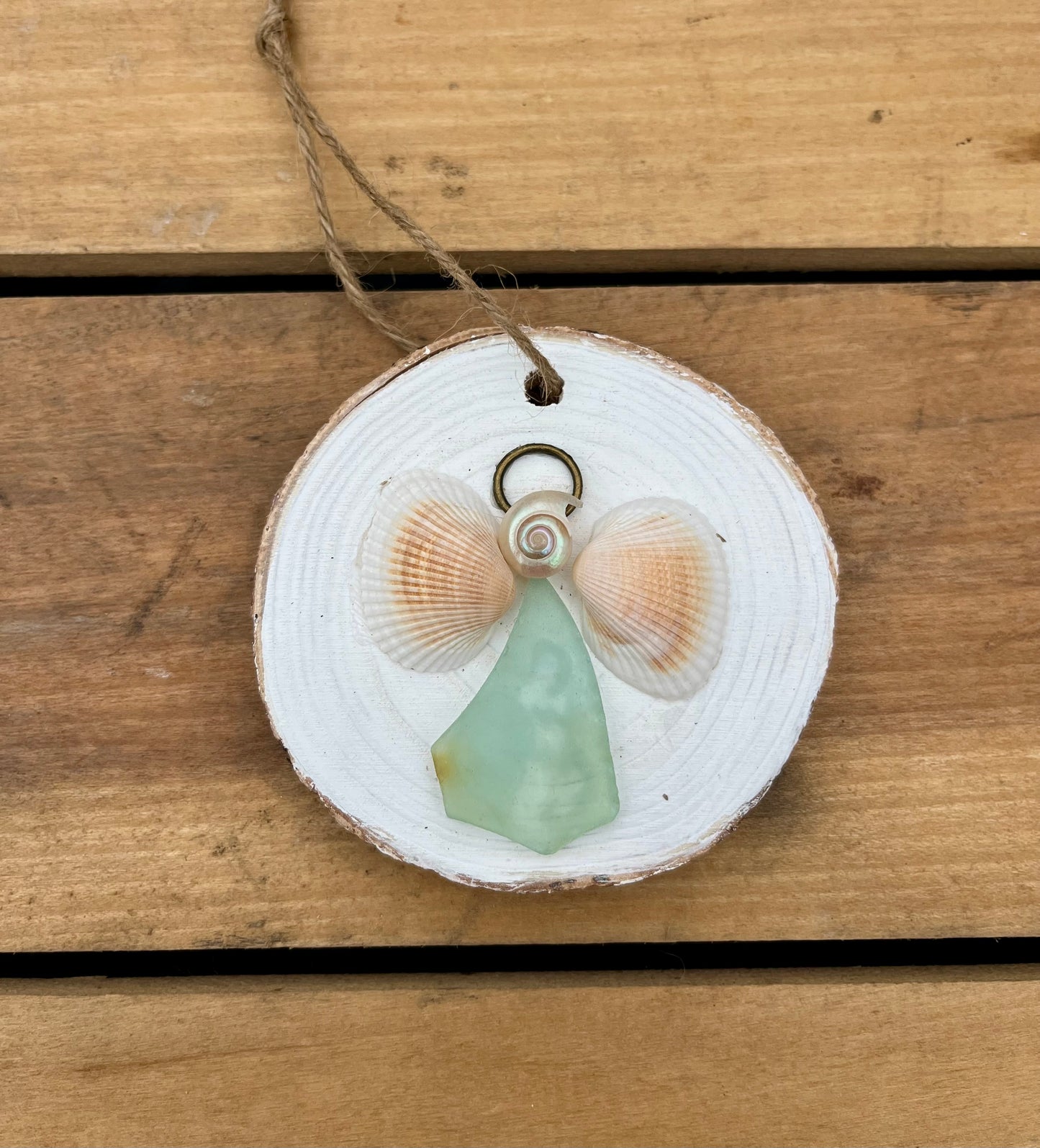 Angel Sea Glass and Shell Ornament