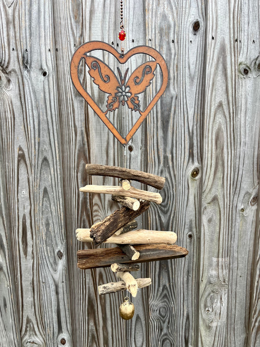 Heart and Butterfly Driftwood Mobile