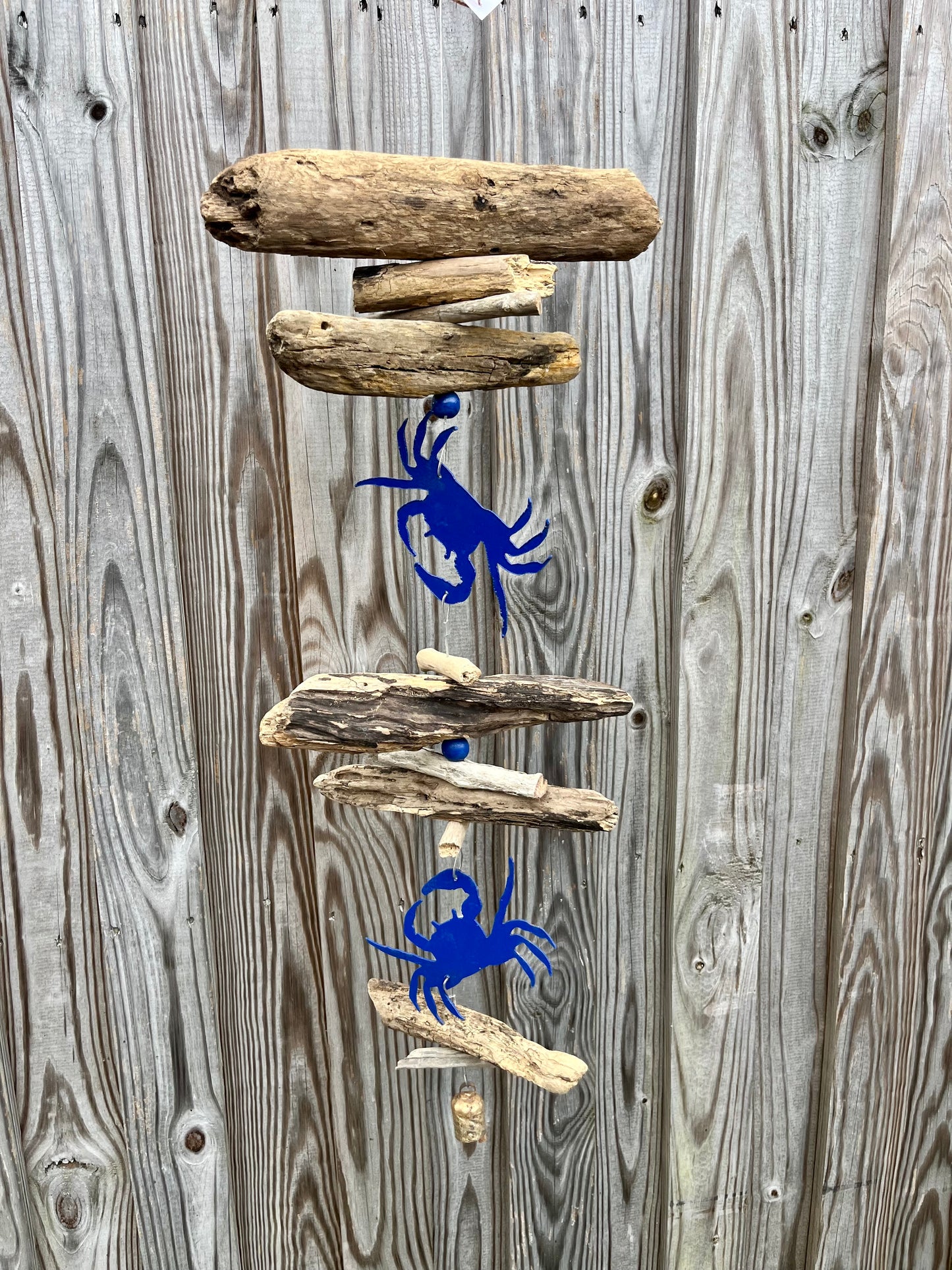 Double Royal Blue Crab Driftwood Mobile