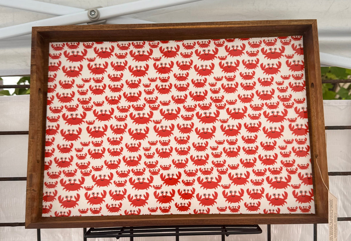 Handcrafted Red Crab Acacia Wood Tray